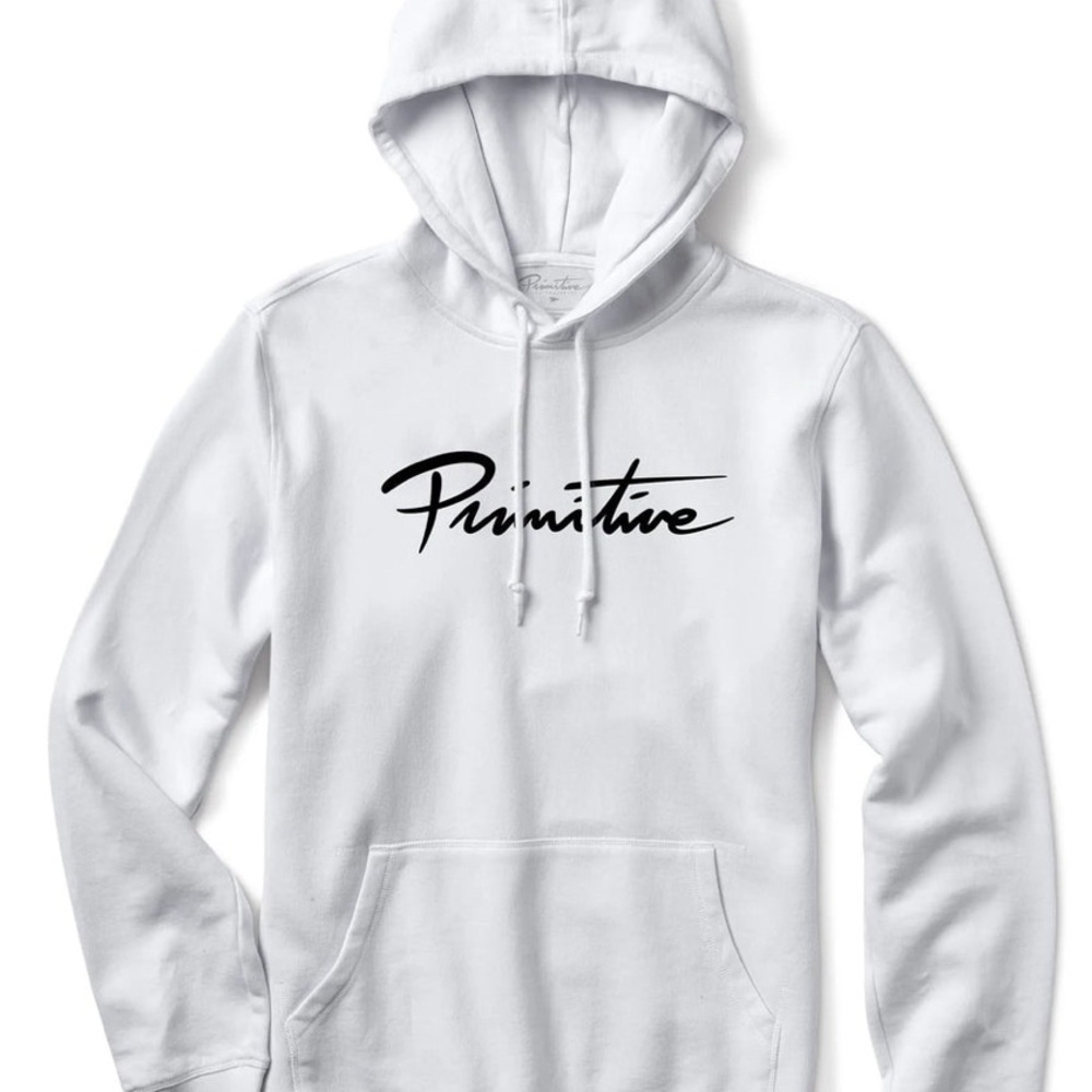 Primitive White Hoodie with Black Logo